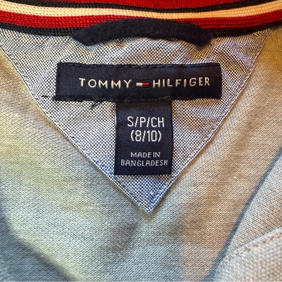Tommy Hilfiger Kids Gray Polo Short Sleeve Shirt Size S 8/10 Sporty H Chest Logo - Picture 2 of 10
